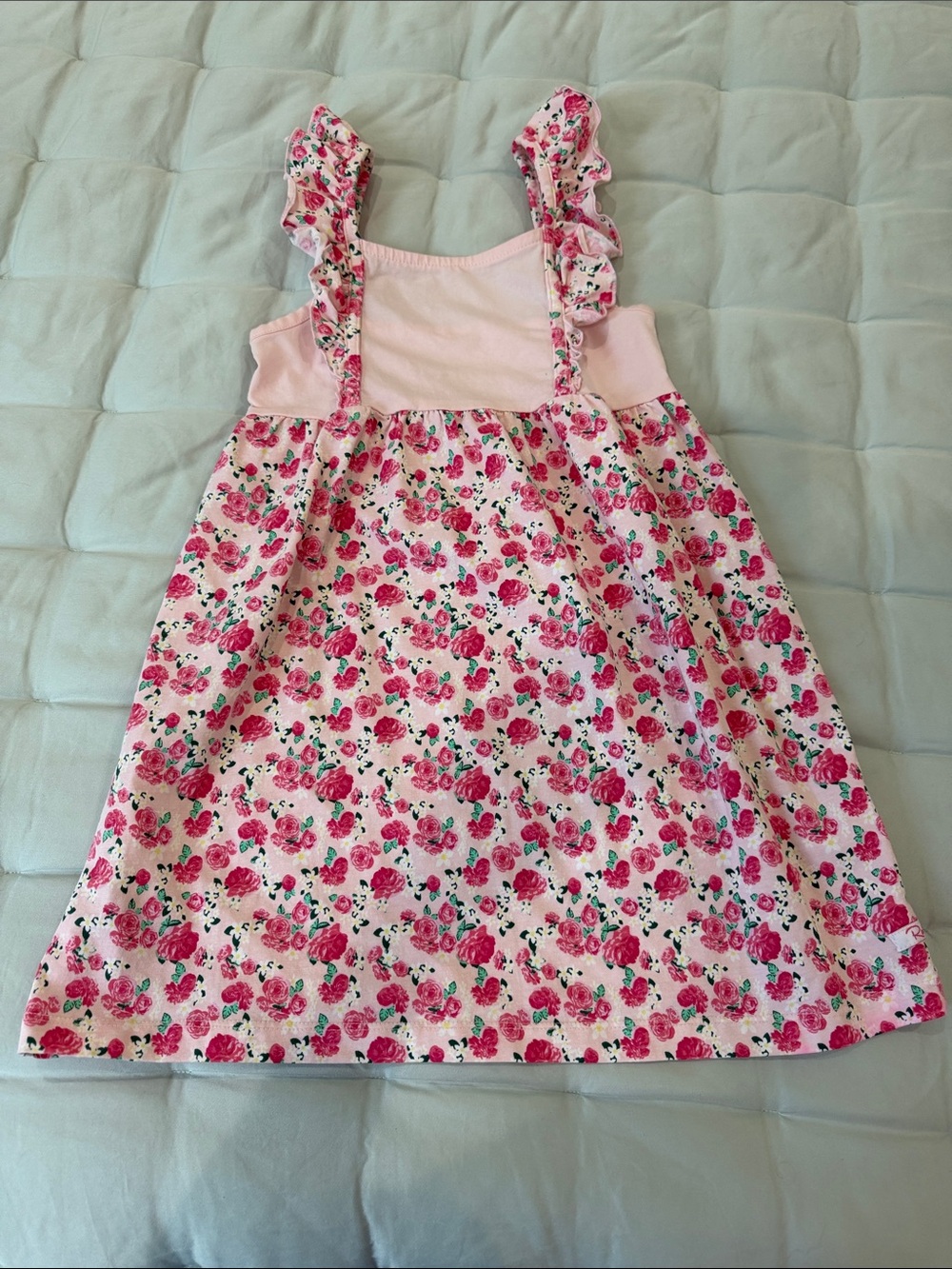 Ruffle Butts Girls Pink Floral Ruffle Strap Dress